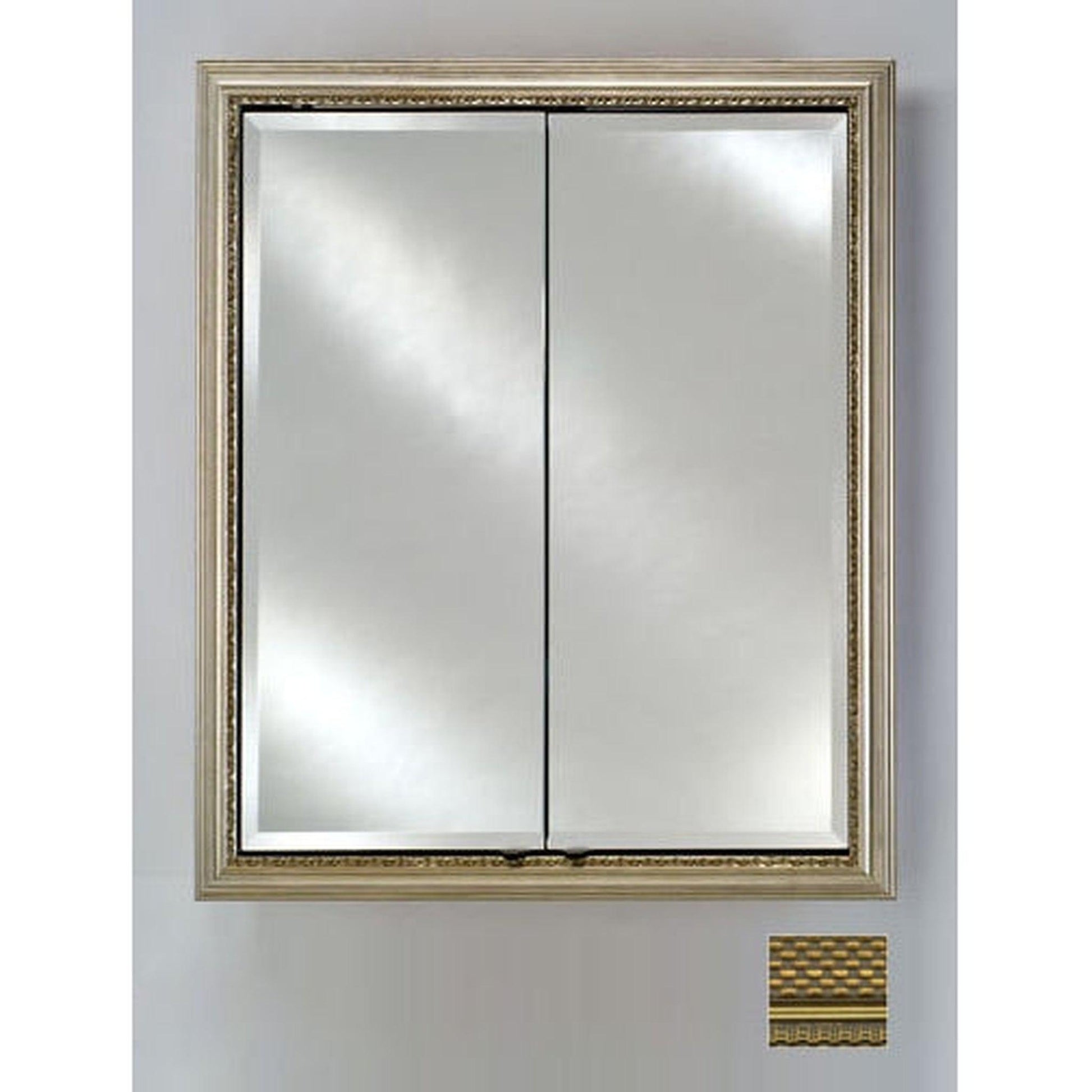 Afina Signature 24" x 30" Elegance Antique Gold Recessed Double Door Medicine Cabinet With Beveled Edge Mirror
