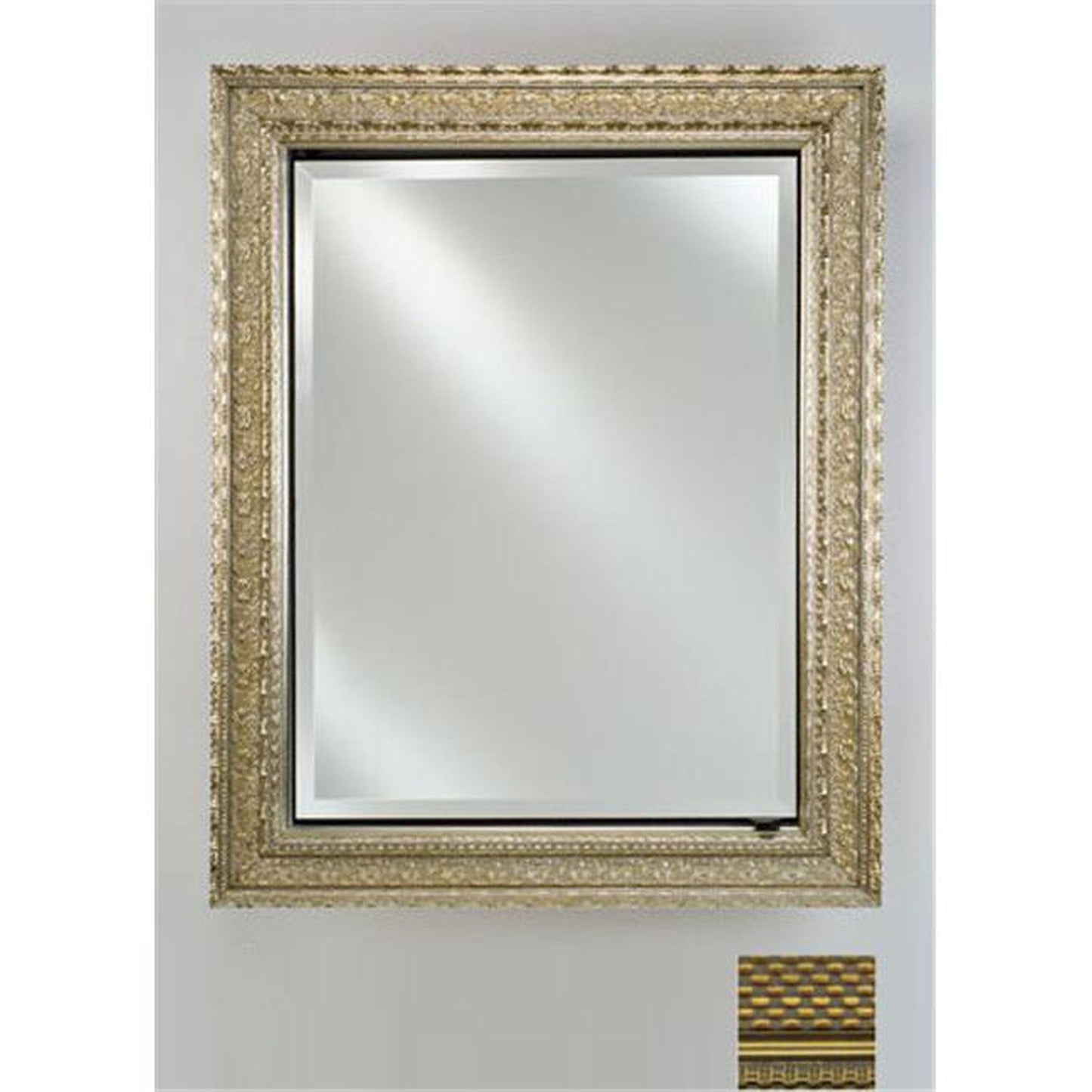 Afina Signature 24" x 30" Elegance Antique Gold Recessed Reversible Hinged Single Door Medicine Cabinet With Beveled Edge Mirror