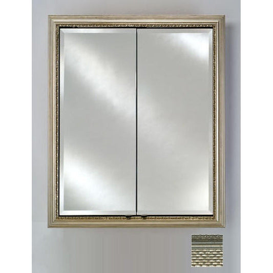Afina Signature 24" x 30" Elegance Antique Silver Recessed Double Door Medicine Cabinet With Beveled Edge Mirror