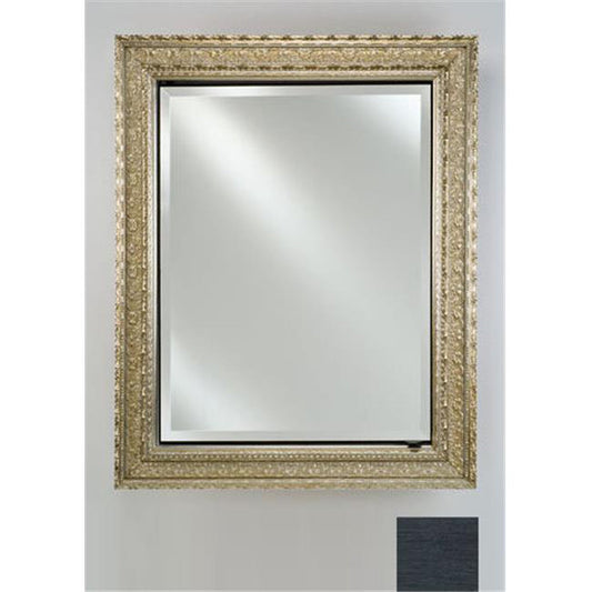 Afina Signature 24" x 30" Soho Brushed Black Recessed Reversible Hinged Single Door Medicine Cabinet With Beveled Edge Mirror