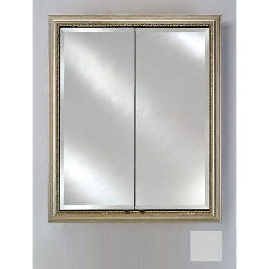 Afina Signature 24" x 30" Soho Satin White Recessed Double Door Medicine Cabinet With Beveled Edge Mirror