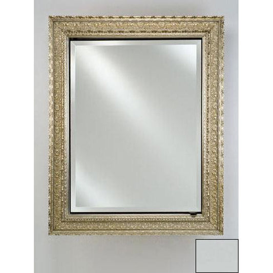 Afina Signature 24" x 30" Soho Satin White Recessed Reversible Hinged Single Door Medicine Cabinet With Beveled Edge Mirror