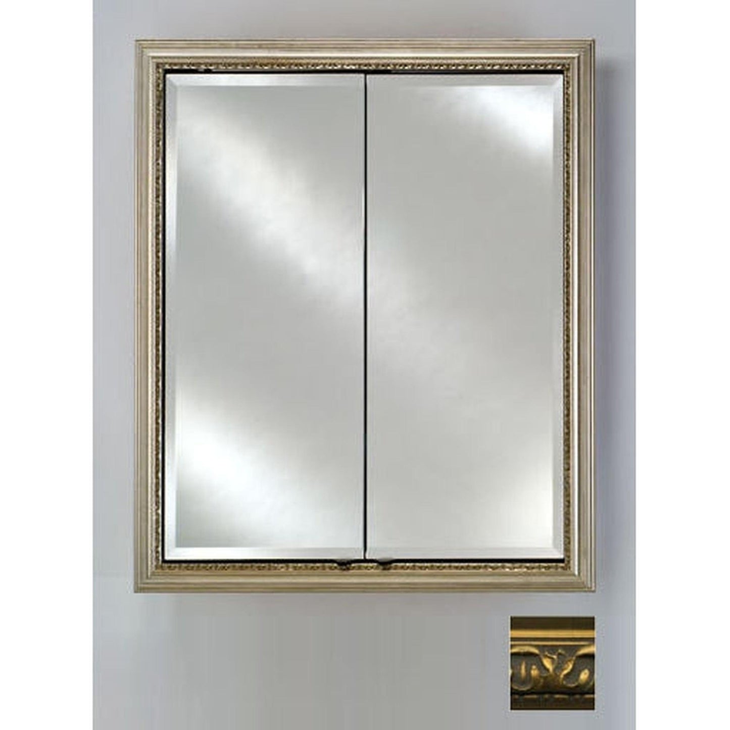 Afina Signature 24" x 30" Valencia Antique Gold Recessed Double Door Medicine Cabinet With Beveled Edge Mirror