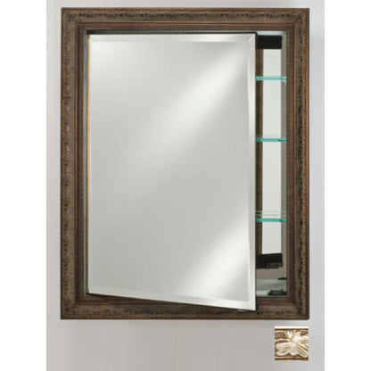 Afina Signature 24" x 36" Aristocrat Antique Silver Recessed Reversible Hinged Single Door Medicine Cabinet With Beveled Edge Mirror