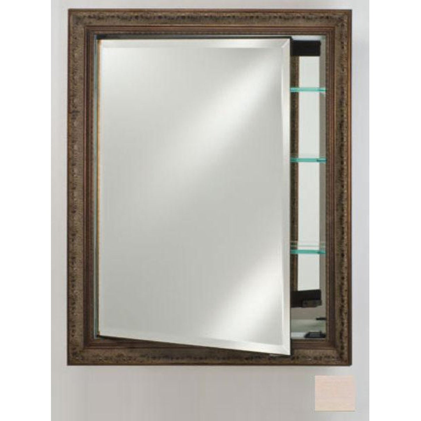 Afina Signature 24" x 36" Arlington Pickled Recessed Reversible Hinged Single Door Medicine Cabinet With Beveled Edge Mirror