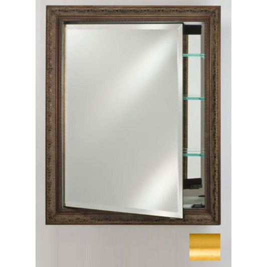 Afina Signature 24" x 36" Brushed Satin Gold Recessed Reversible Hinged Single Door Medicine Cabinet With Beveled Edge Mirror
