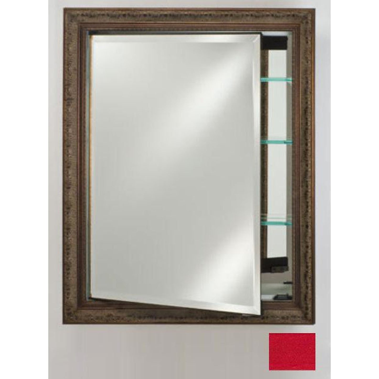 Afina Signature 24" x 36" Colorgrain Red Recessed Reversible Hinged Single Door Medicine Cabinet With Beveled Edge Mirror