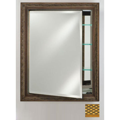 Afina Signature 24" x 36" Elegance Antique Gold Recessed Reversible Hinged Single Door Medicine Cabinet With Beveled Edge Mirror