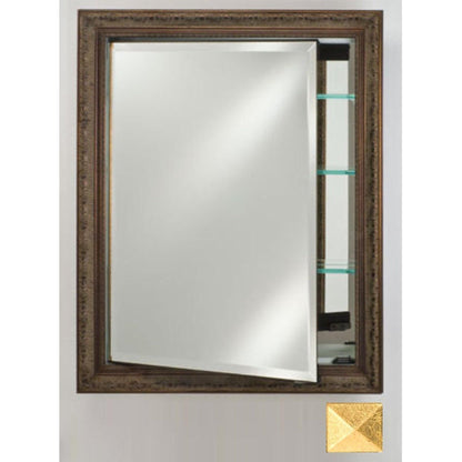 Afina Signature 24" x 36" Meridian Antique Gold With Antique Gold Caps Recessed Reversible Hinged Single Door Medicine Cabinet With Beveled Edge Mirror