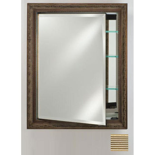 Afina Signature 24" x 36" Meridian Antique Gold With Antique Silver Caps Recessed Reversible Hinged Single Door Medicine Cabinet With Beveled Edge Mirror
