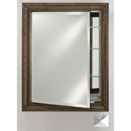 Afina Signature 24" x 36" Meridian Antique Silver with Antique Silver Caps Recessed Reversible Hinged Single Door Medicine Cabinet With Beveled Edge Mirror