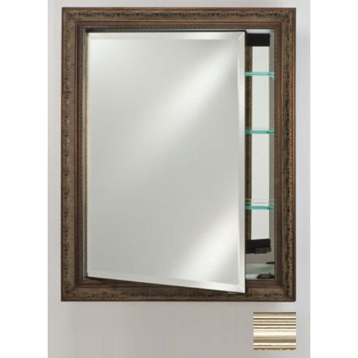 Afina Signature 24" x 36" Parisian Antique Silver Recessed Reversible Hinged Single Door Medicine Cabinet With Beveled Edge Mirror