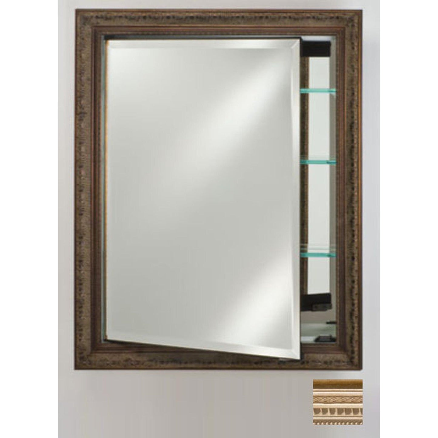 Afina Signature 24" x 36" Roman Antique Pewter Recessed Reversible Hinged Single Door Medicine Cabinet With Beveled Edge Mirror