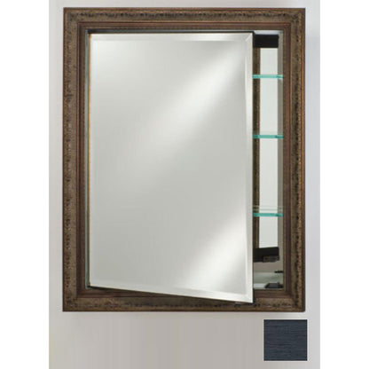 Afina Signature 24" x 36" Soho Brushed Black Recessed Reversible Hinged Single Door Medicine Cabinet With Beveled Edge Mirror