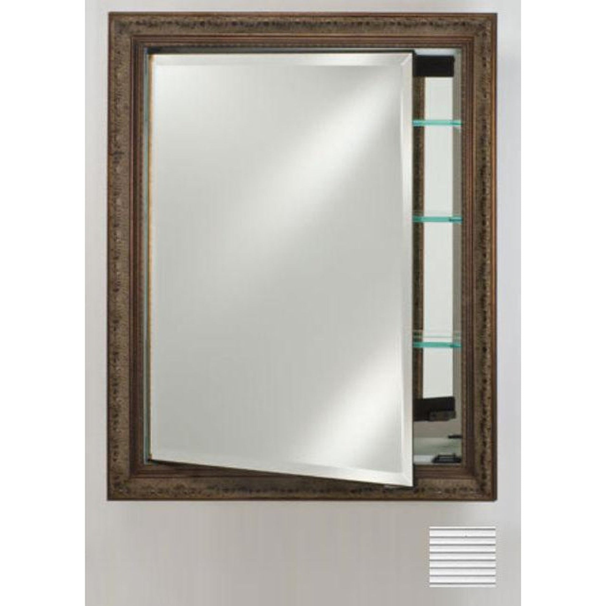 Afina Signature 24" x 36" Soho Fluted Chrome Recessed Reversible Hinged Single Door Medicine Cabinet With Beveled Edge Mirror