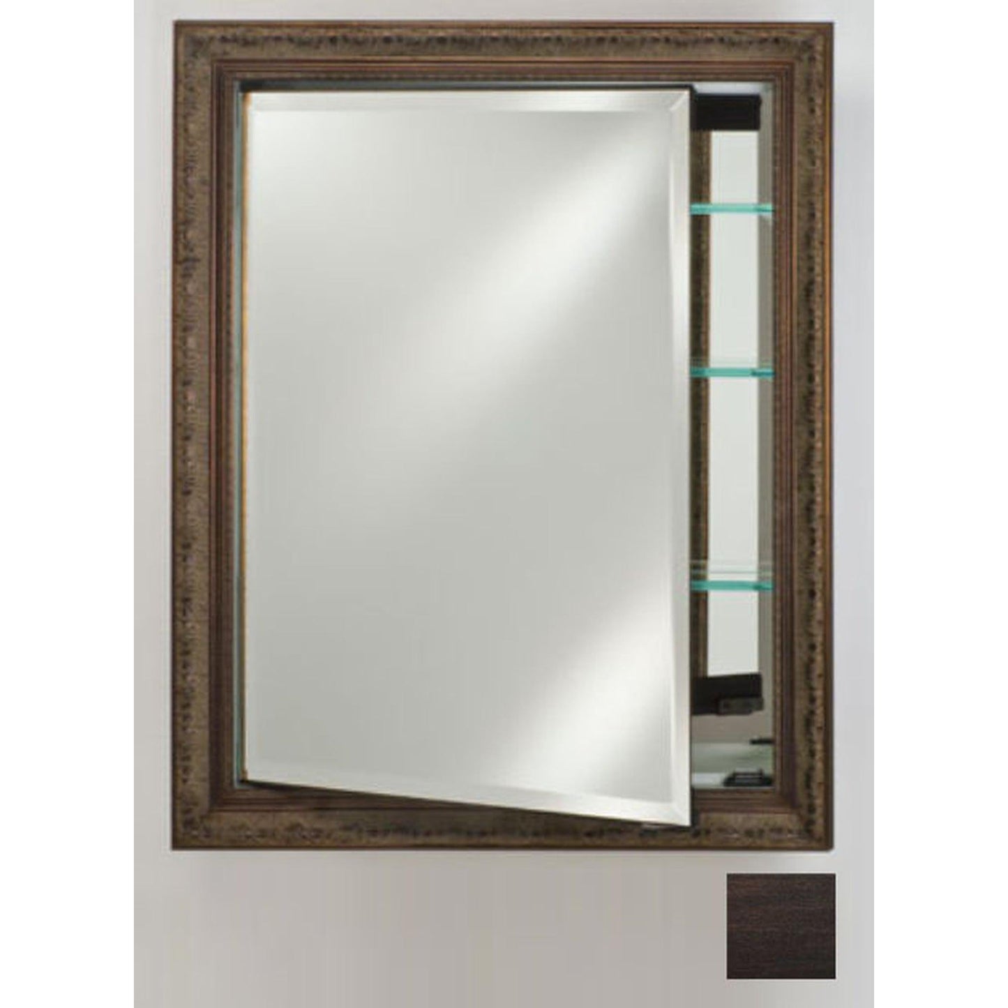 Afina Signature 24" x 36" Tribeca Espresso Recessed Reversible Hinged Single Door Medicine Cabinet With Beveled Edge Mirror