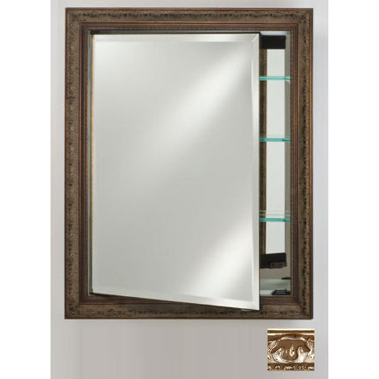 Afina Signature 24" x 36" Valencia Antique Silver Recessed Reversible Hinged Single Door Medicine Cabinet With Beveled Edge Mirror