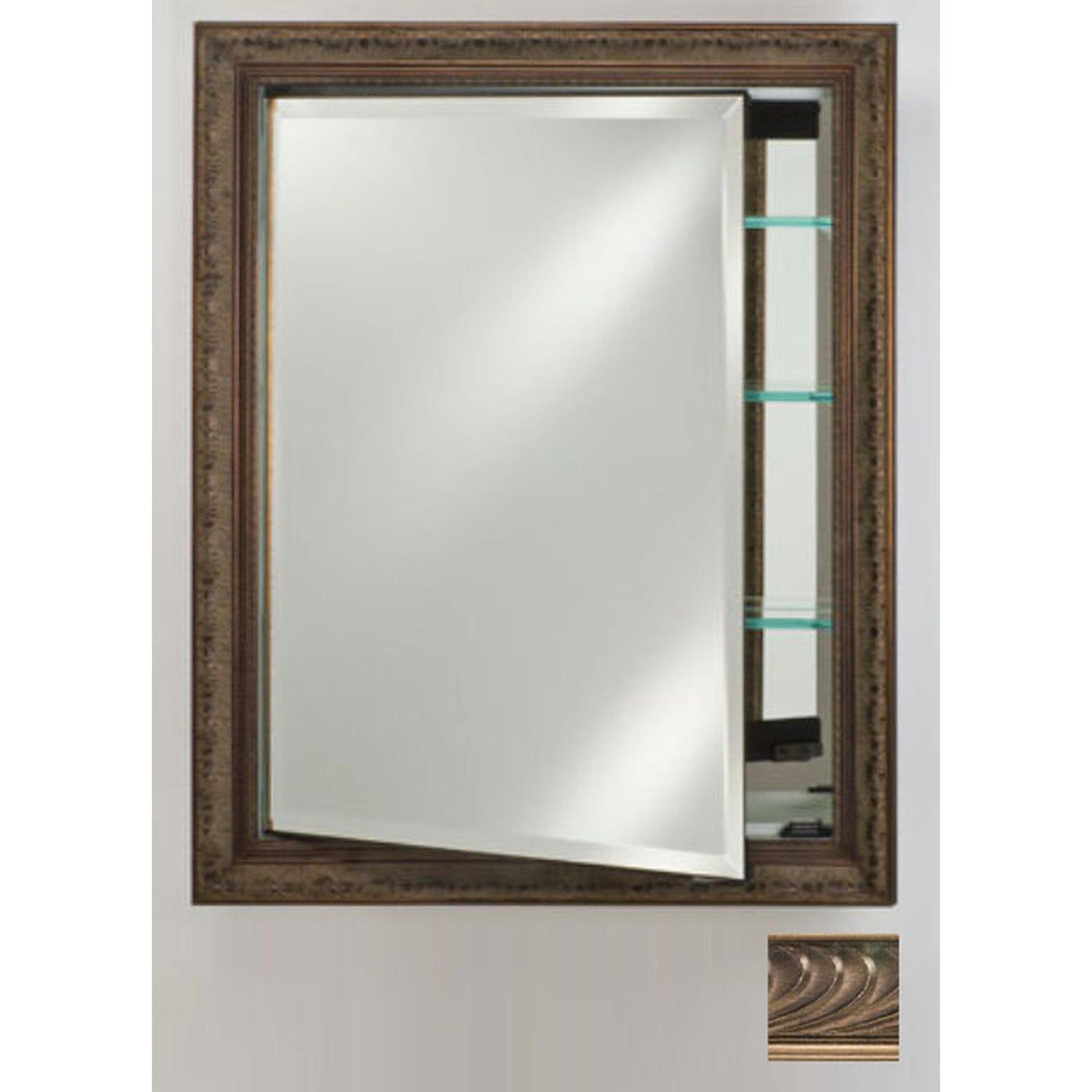 Afina Signature 24" x 36" Versailles Antique Pewter Recessed Reversible Hinged Single Door Medicine Cabinet With Beveled Edge Mirror