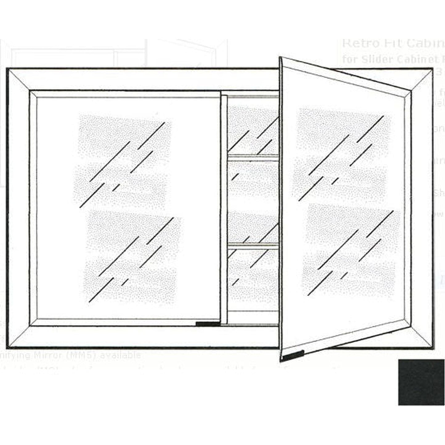 Afina Signature 27" x 21" Colorgrain Black Recessed Retro-Fit Double Door Medicine Cabinet With Beveled Edge Mirror