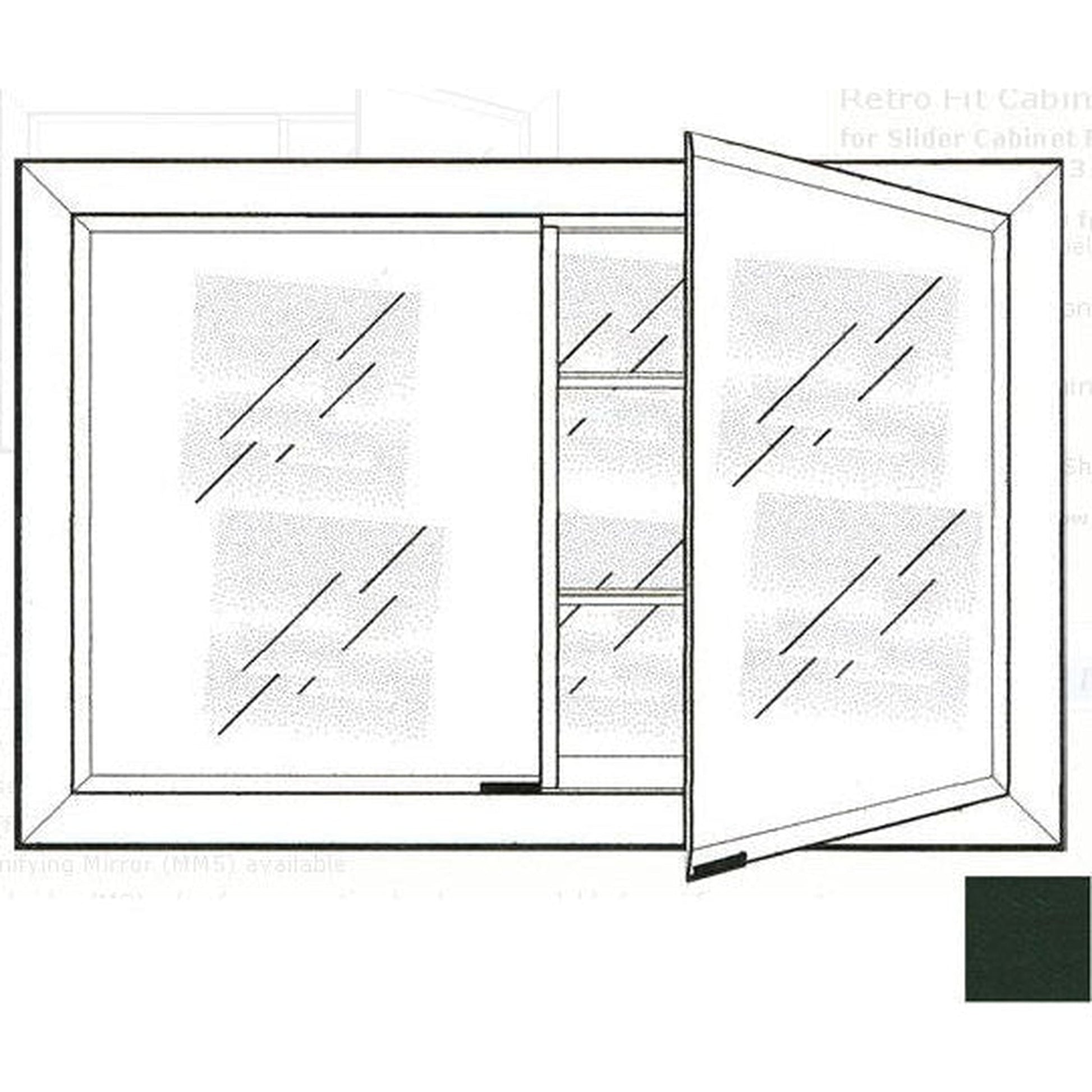 Afina Signature 27" x 21" Colorgrain Green Recessed Retro-Fit Double Door Medicine Cabinet With Beveled Edge Mirror