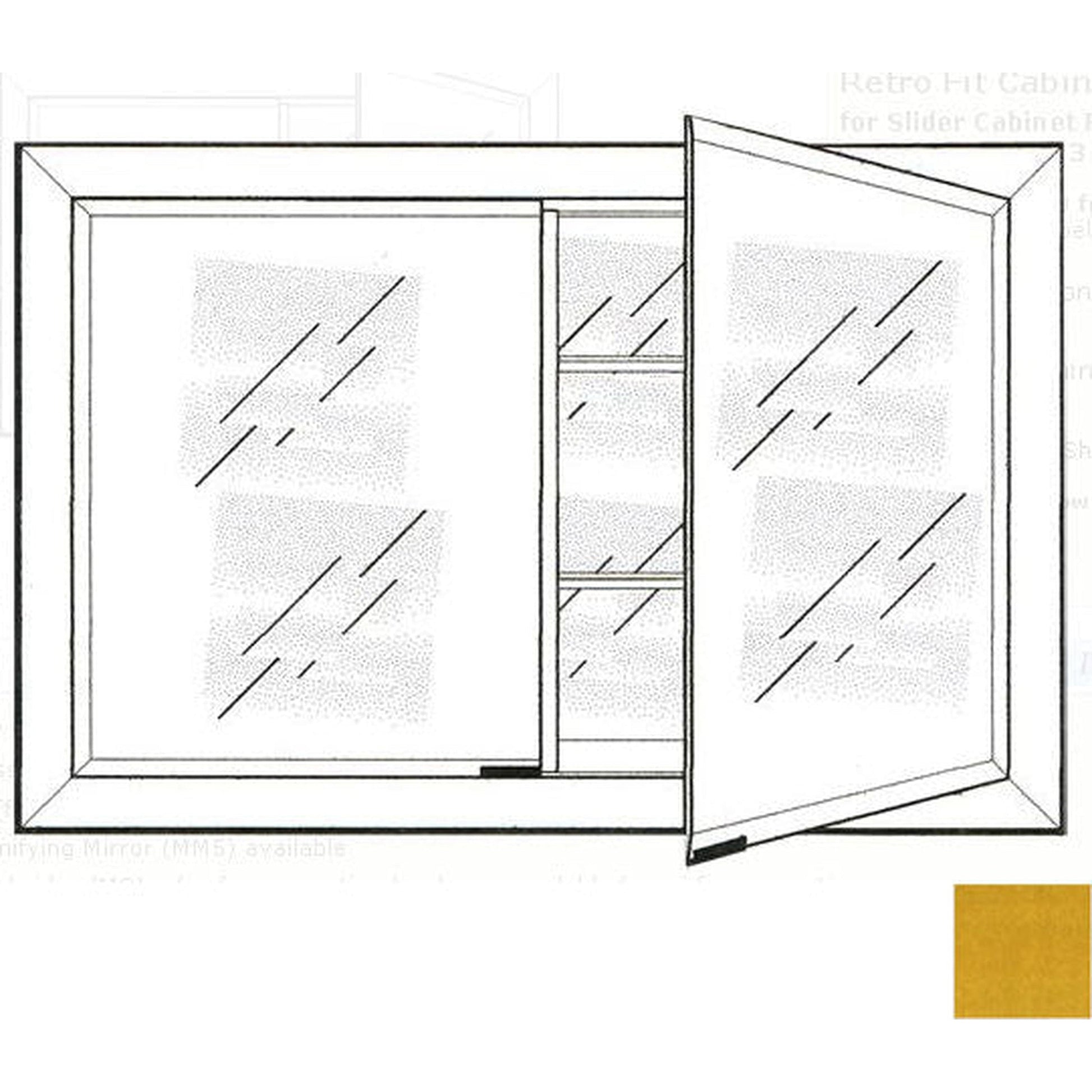 Afina Signature 27" x 21" Colorgrain Yellow Recessed Retro-Fit Double Door Medicine Cabinet With Beveled Edge Mirror