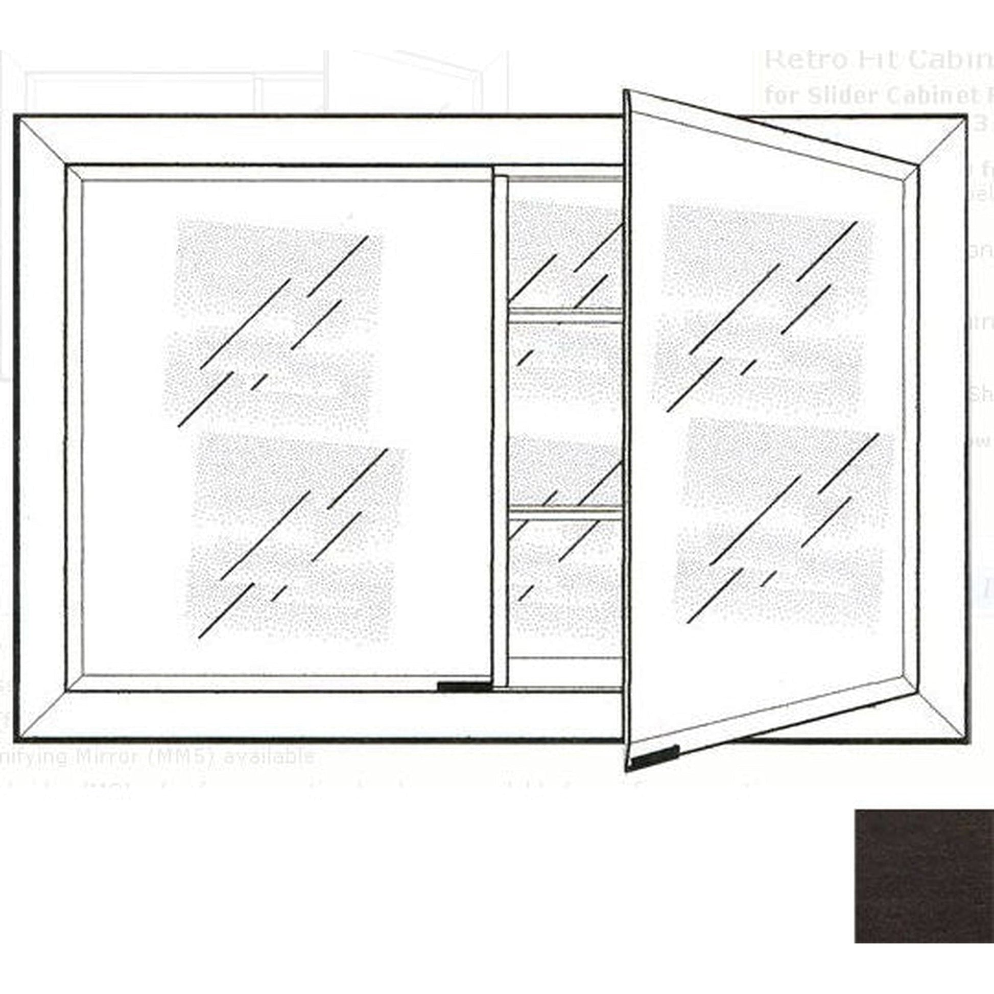 Afina Signature 27" x 21" Tribeca Espresso Recessed Retro-Fit Double Door Medicine Cabinet With Beveled Edge Mirror