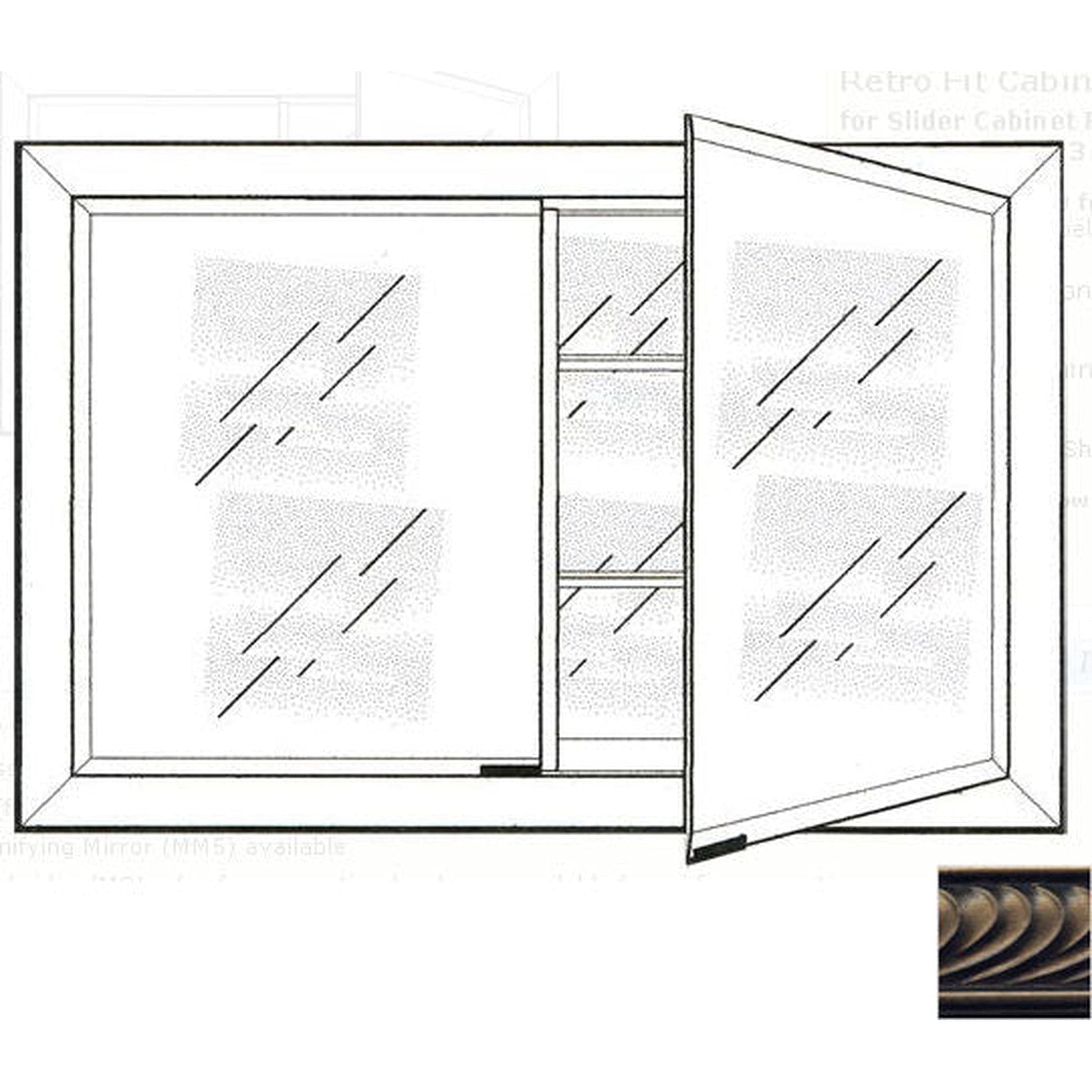 Afina Signature 27" x 21" Versailles Antique Pewter Recessed Retro-Fit Double Door Medicine Cabinet With Beveled Edge Mirror