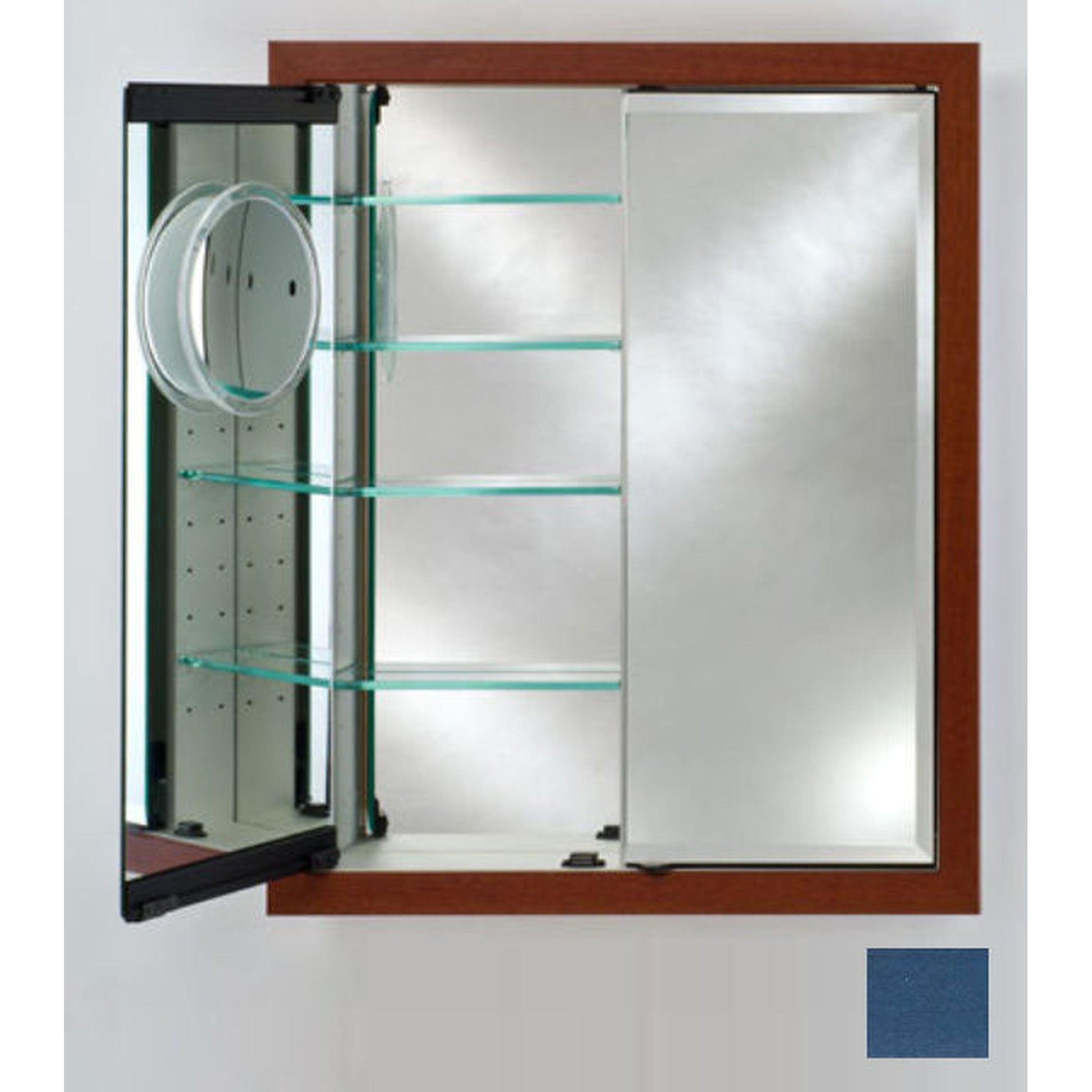 Afina Signature 31" x 36" Colorgrain Blue Recessed Double Door Medicine Cabinet With Beveled Edge Mirror