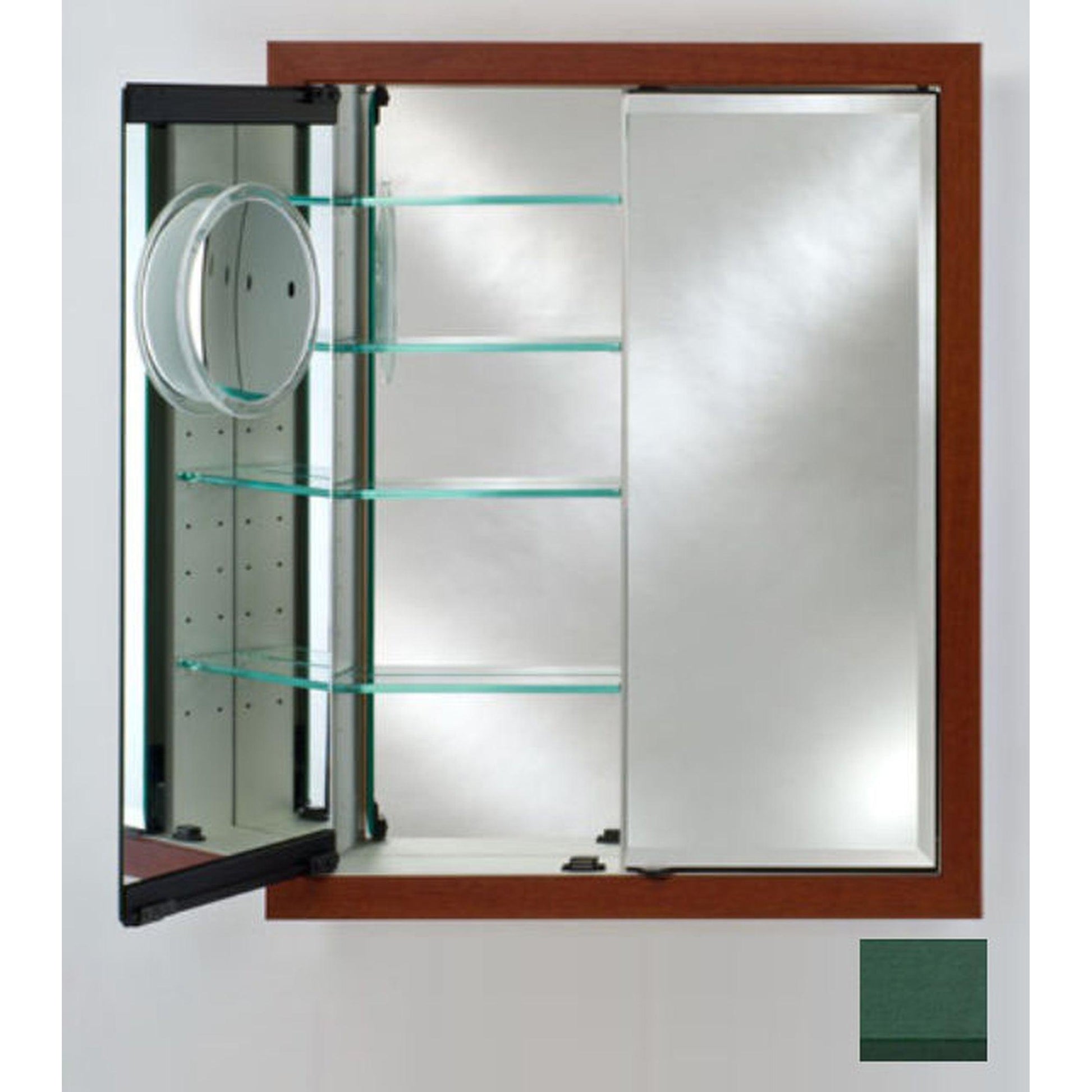 Afina Signature 31" x 36" Colorgrain Green Recessed Double Door Medicine Cabinet With Beveled Edge Mirror