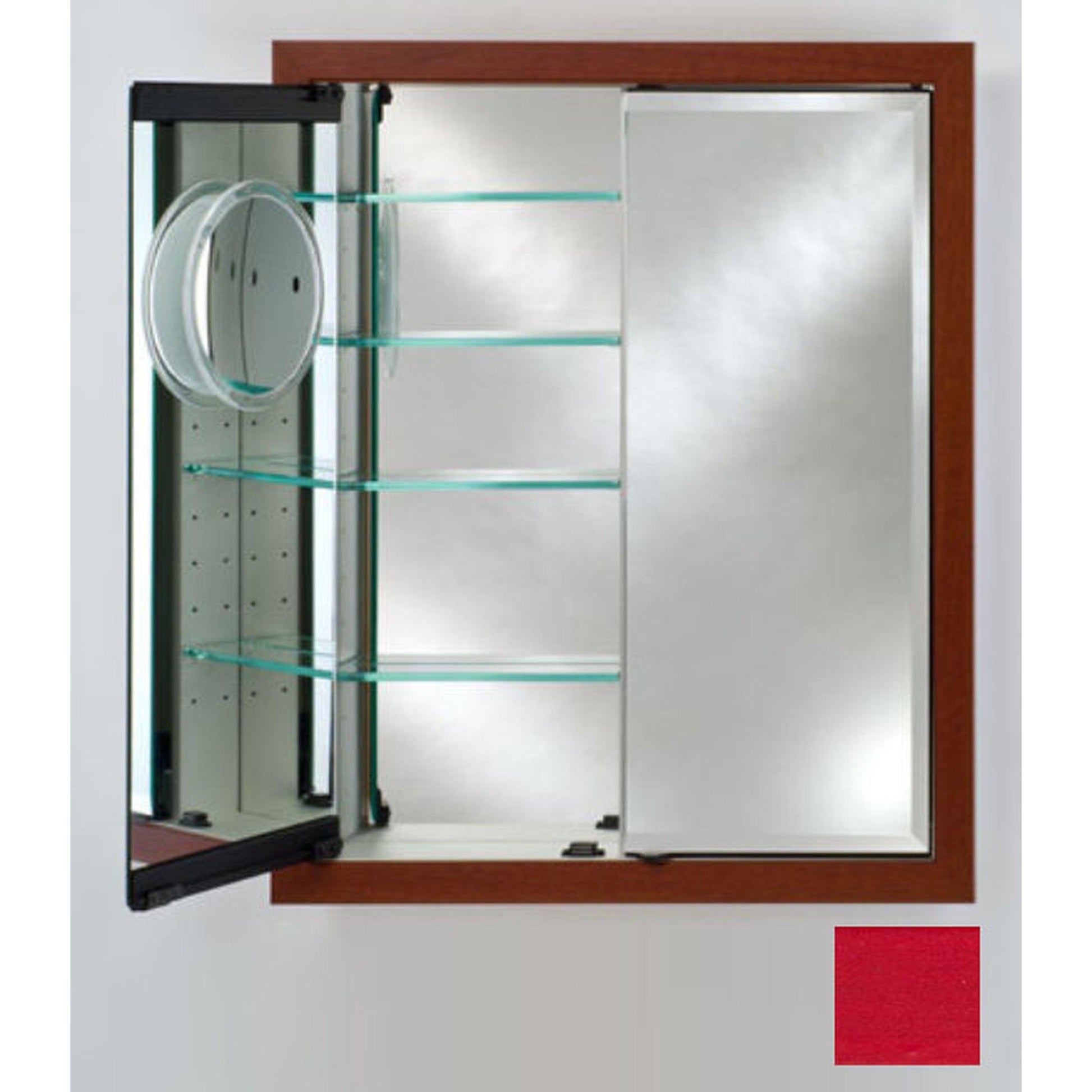 Afina Signature 31" x 36" Colorgrain Red Recessed Double Door Medicine Cabinet With Beveled Edge Mirror