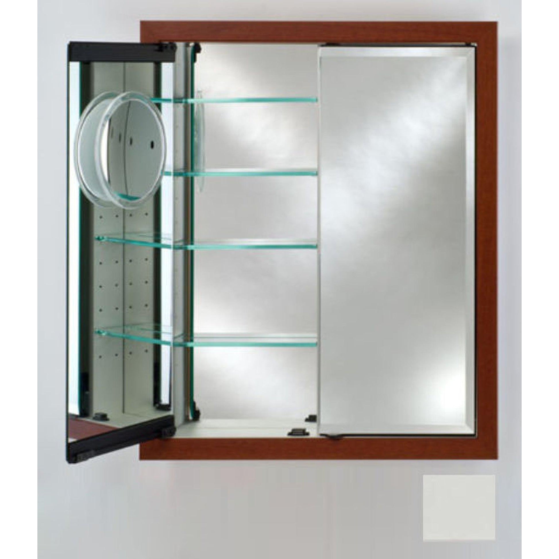 Afina Signature 31" x 36" Colorgrain White Recessed Double Door Medicine Cabinet With Beveled Edge Mirror