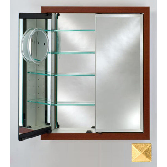 Afina Signature 31" x 36" Meridian Antique Silver with Antique Gold Caps Recessed Double Door Medicine Cabinet With Beveled Edge Mirror