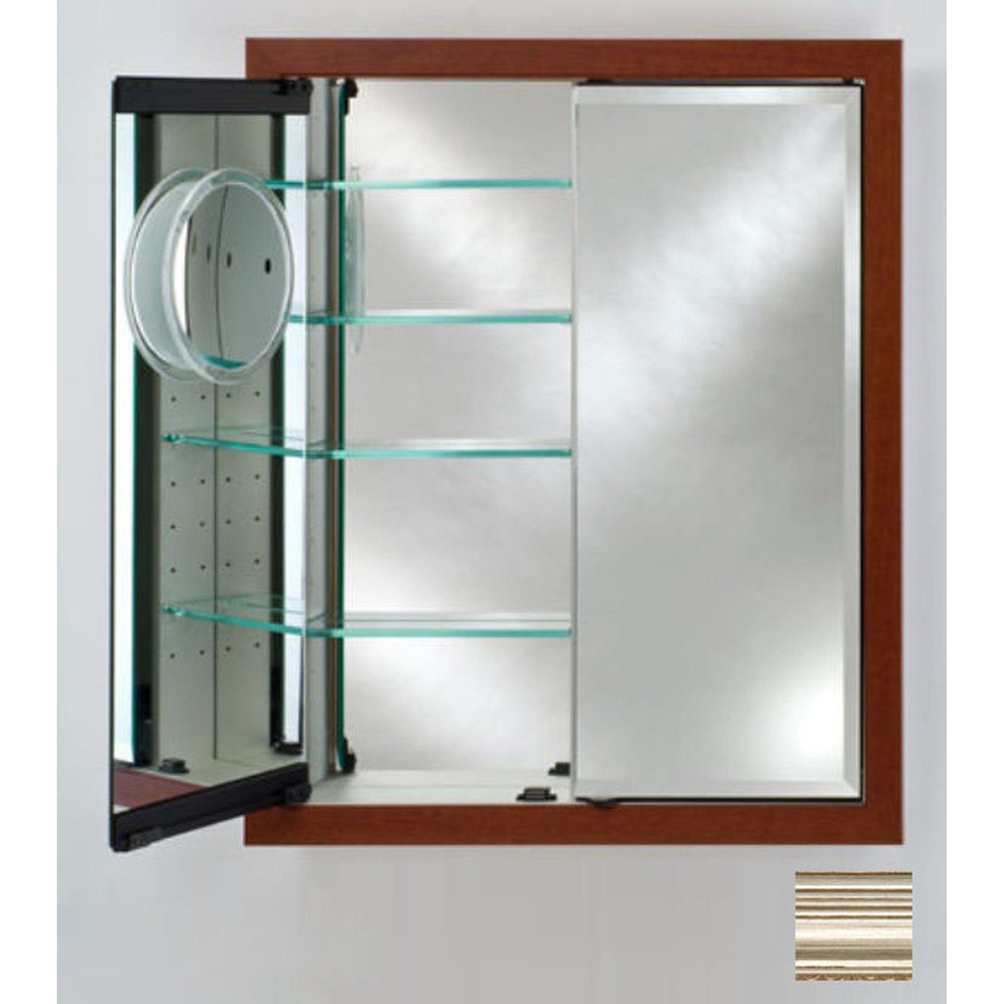Afina Signature 31" x 36" Parisian Antique Silver Recessed Double Door Medicine Cabinet With Beveled Edge Mirror