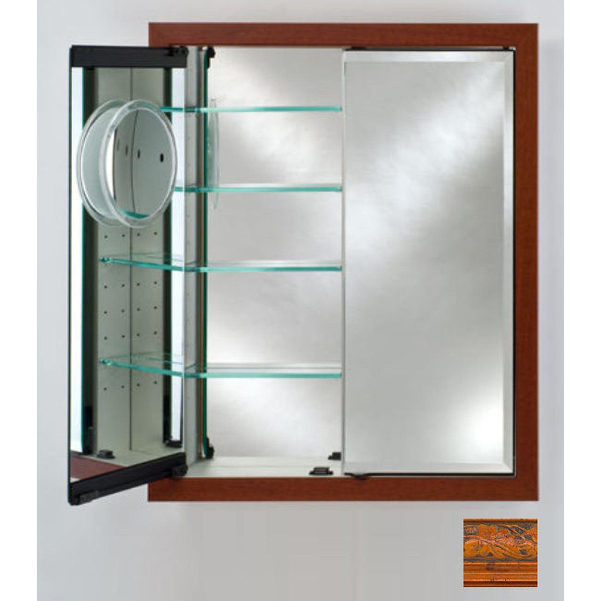Afina Signature 31" x 36" Parliament Mahogany Recessed Double Door Medicine Cabinet With Beveled Edge Mirror