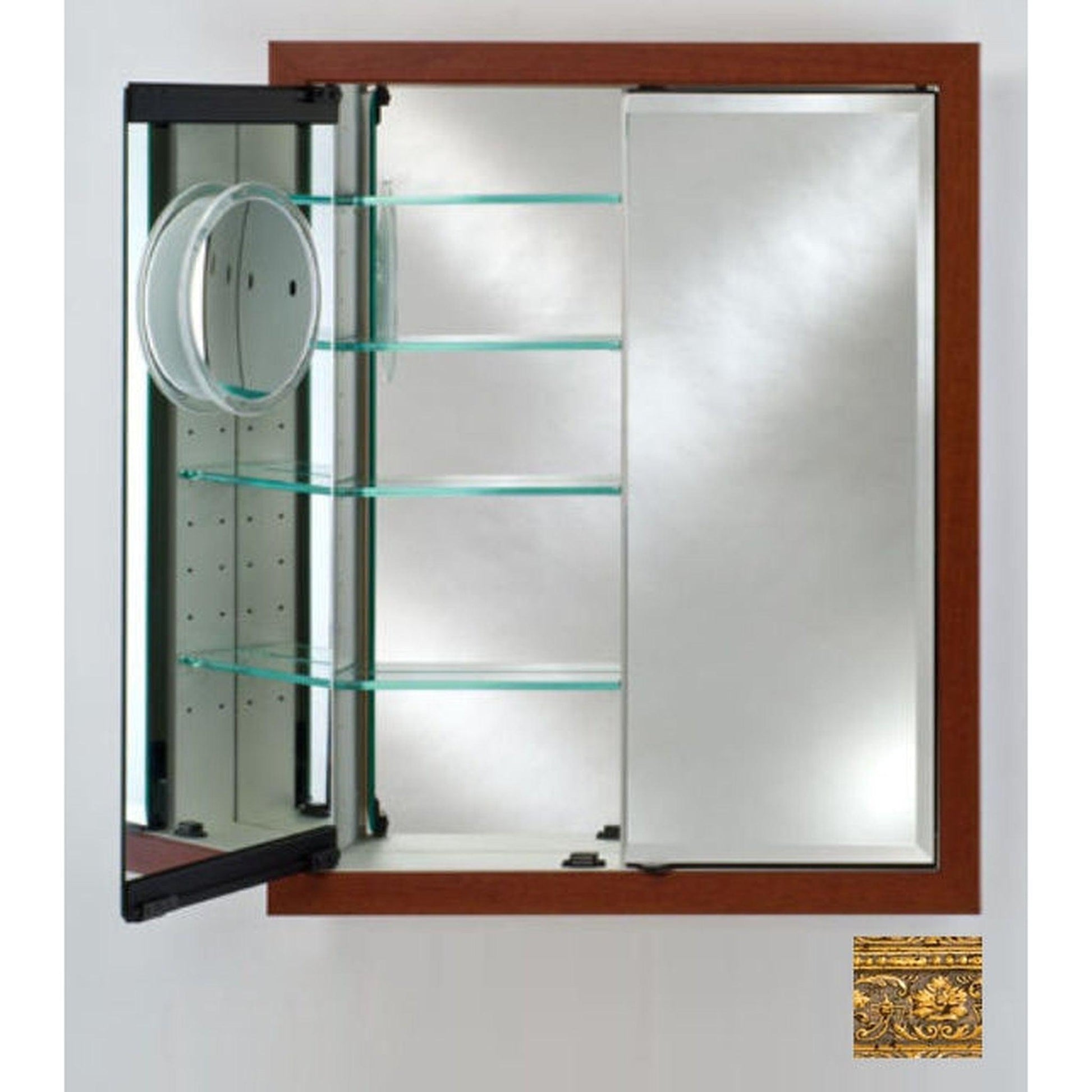 Afina Signature 31" x 36" Regal Antique Gold Recessed Double Door Medicine Cabinet With Beveled Edge Mirror