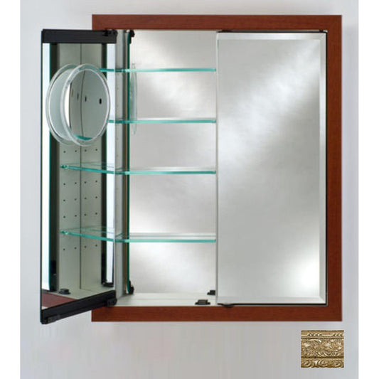 Afina Signature 31" x 36" Regal Antique Silver Recessed Double Door Medicine Cabinet With Beveled Edge Mirror