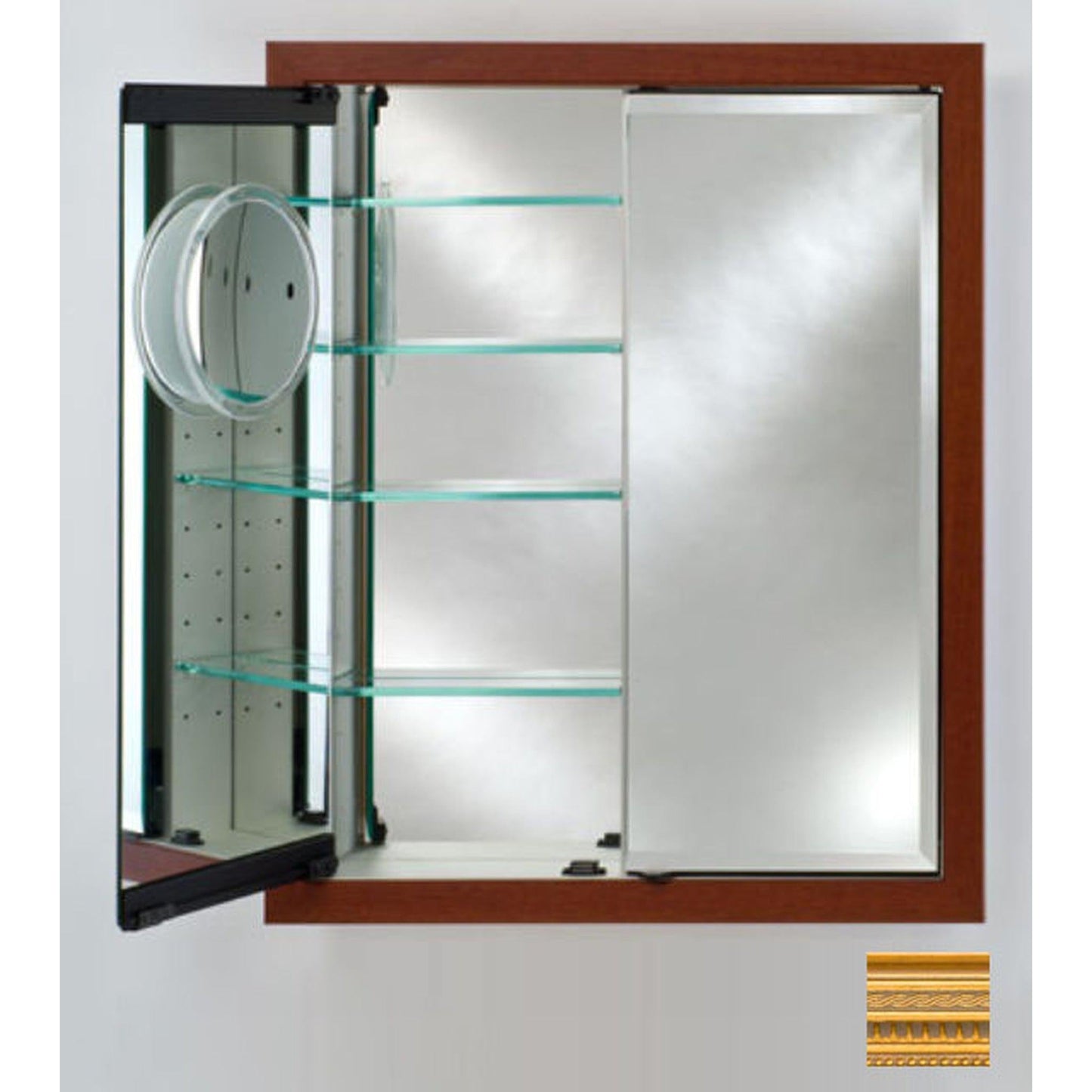 Afina Signature 31" x 36" Roman Antique Gold Recessed Double Door Medicine Cabinet With Beveled Edge Mirror