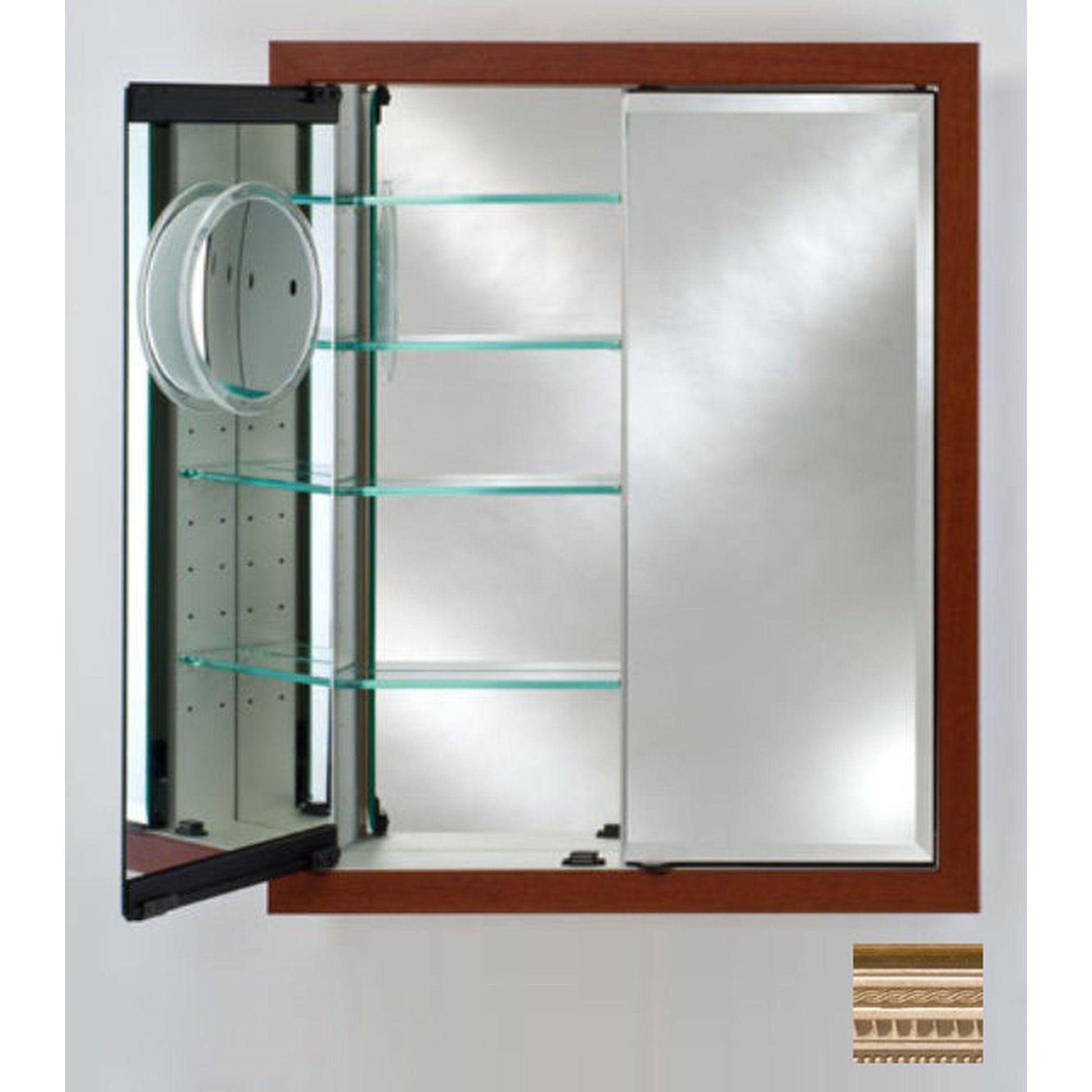 Afina Signature 31" x 36" Roman Antique Pewter Recessed Double Door Medicine Cabinet With Beveled Edge Mirror