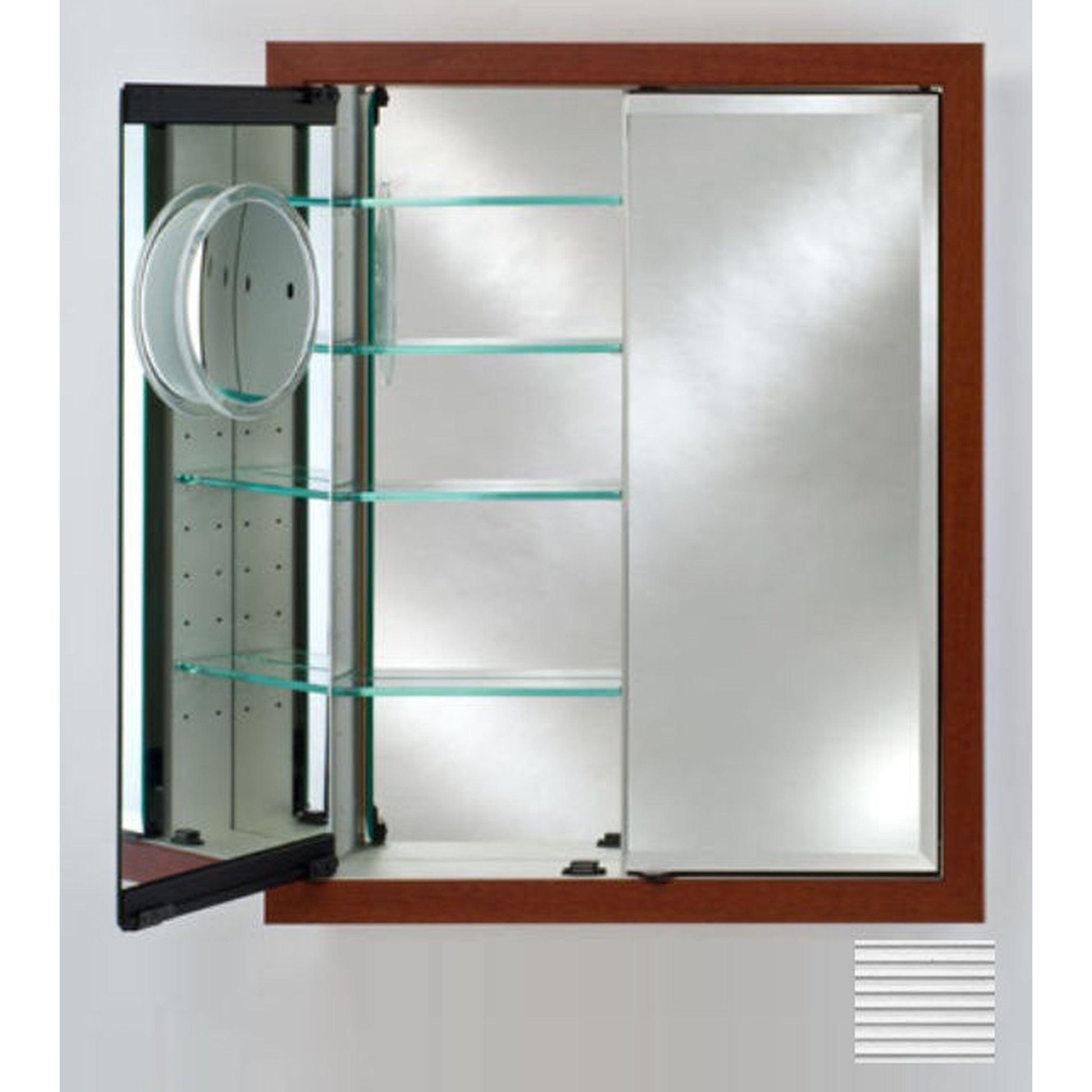 Afina Signature 31" x 36" Soho Fluted Chrome Recessed Double Door Medicine Cabinet With Beveled Edge Mirror