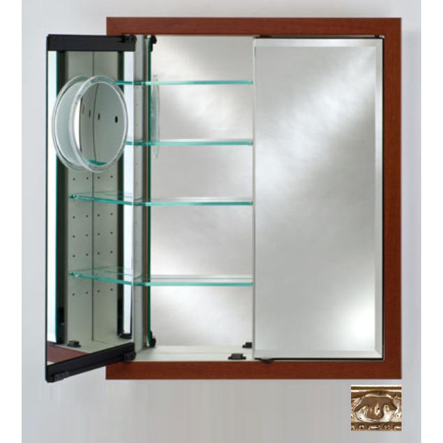 Afina Signature 31" x 36" Valencia Antique Silver Recessed Double Door Medicine Cabinet With Beveled Edge Mirror