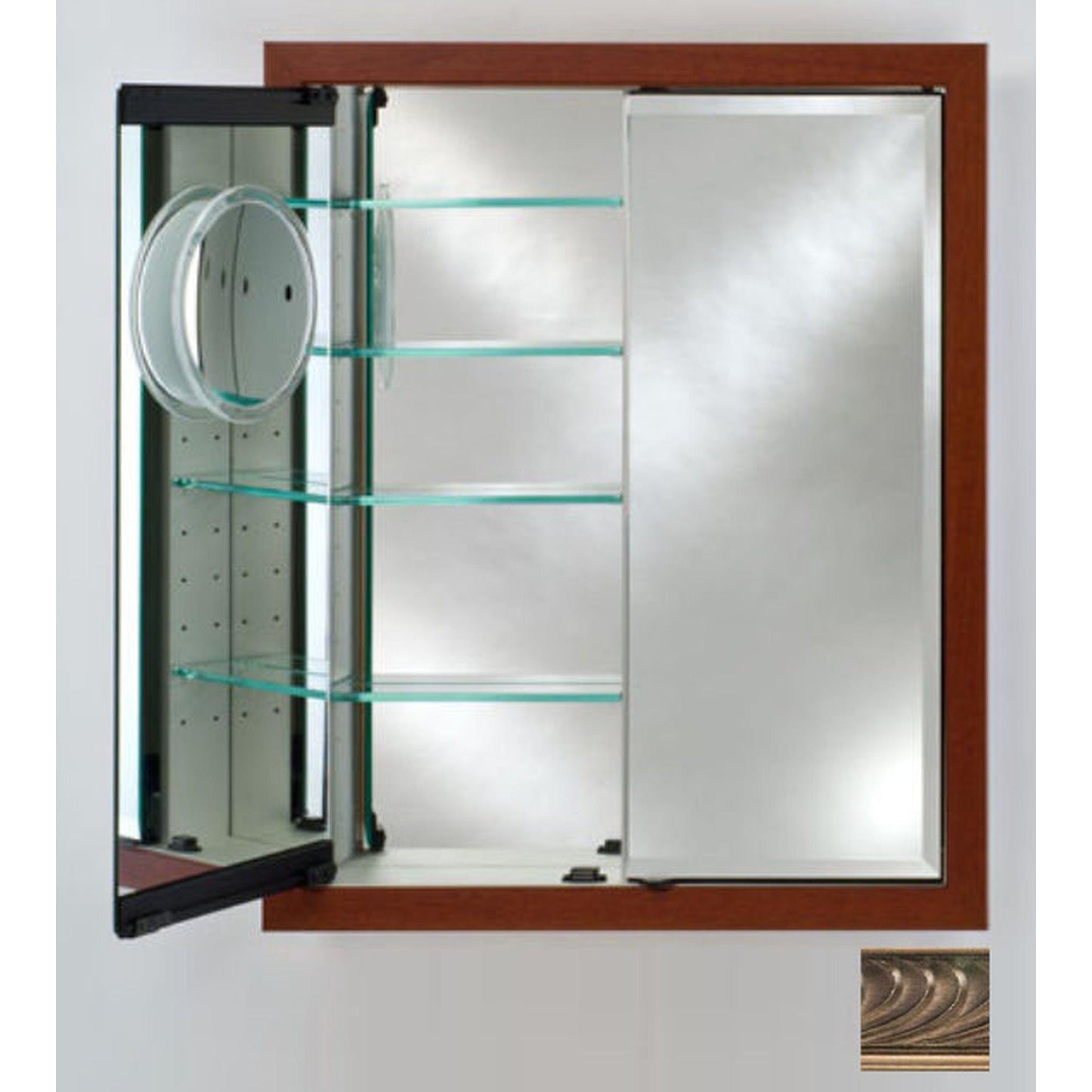 Afina Signature 31" x 36" Versailles Antique Pewter Recessed Double Door Medicine Cabinet With Beveled Edge Mirror