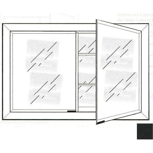 Afina Signature 33" x 23" Colorgrain Black Recessed Retro-Fit Double Door Medicine Cabinet With Beveled Edge Mirror