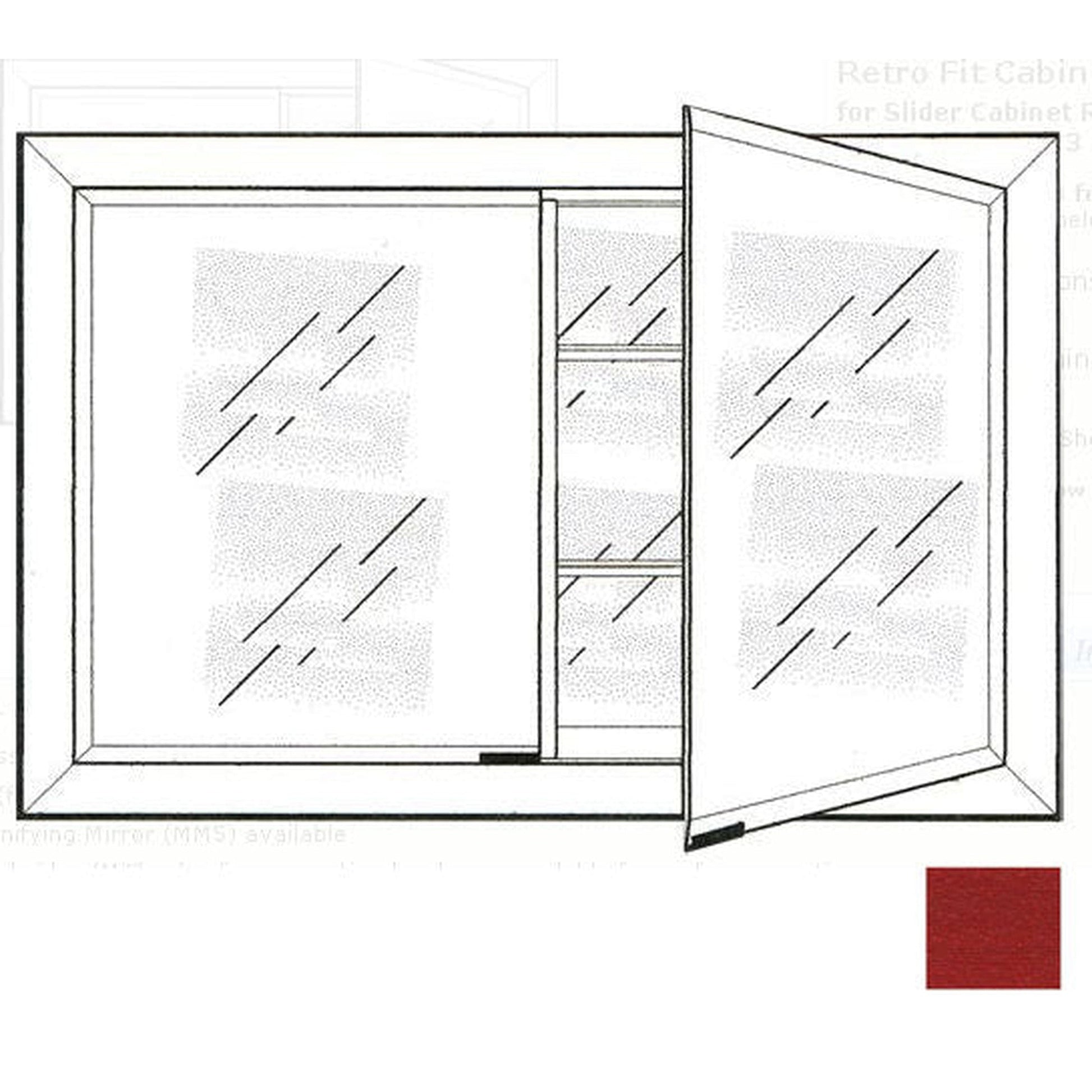 Afina Signature 33" x 23" Colorgrain Red Recessed Retro-Fit Double Door Medicine Cabinet With Beveled Edge Mirror