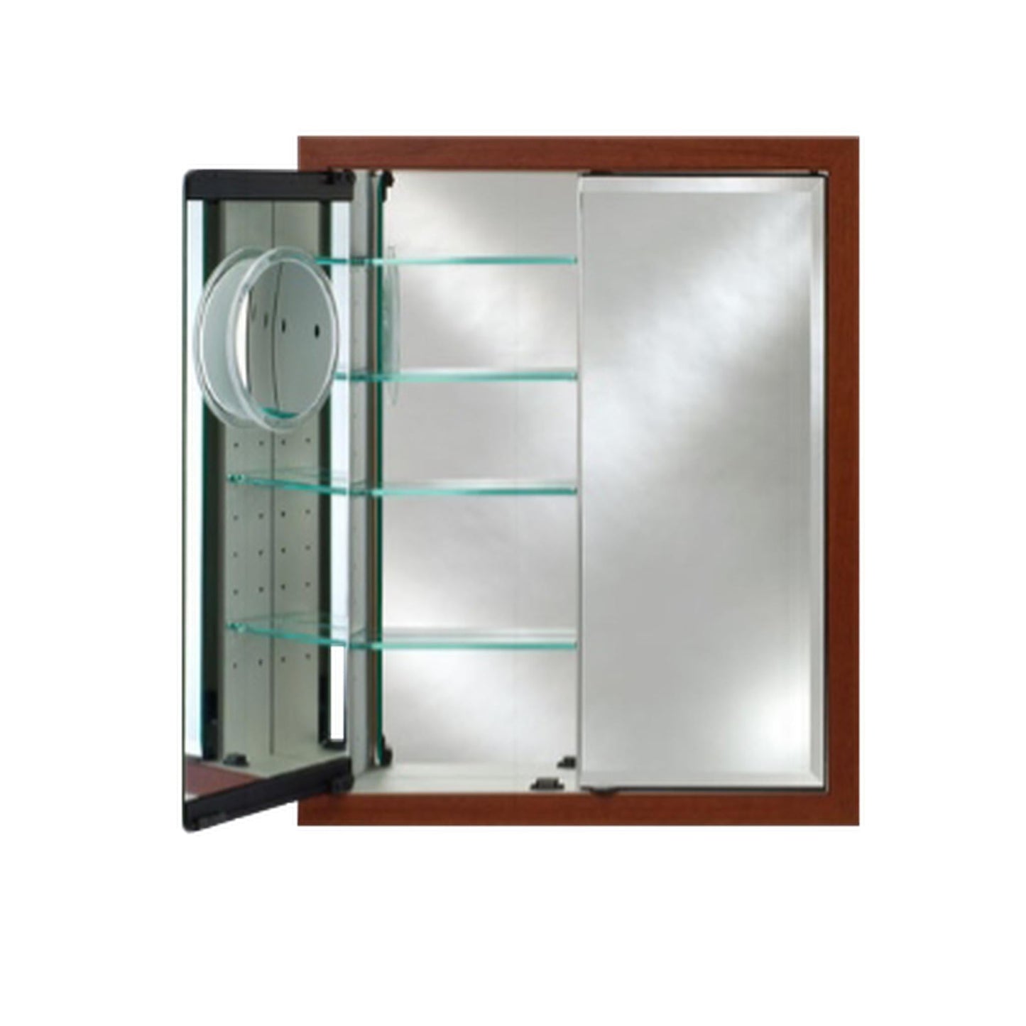 Afina Signature 33" x 23" Polished Glimmer-Scallop Recessed Retro-Fit Double Door Medicine Cabinet With Beveled Edge Mirror