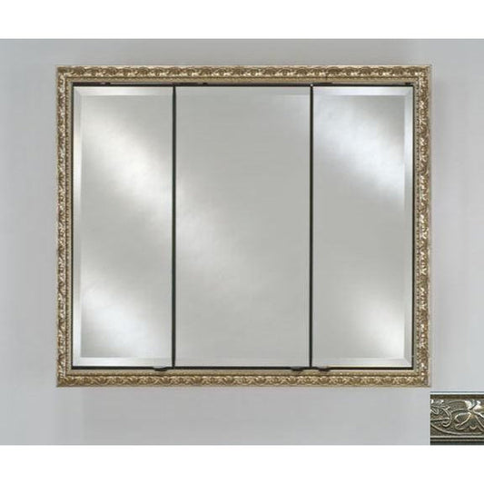 Afina Signature 34" x 30" Aristocrat Antique Silver Recessed Triple Door Medicine Cabinet With Beveled Edge Mirror