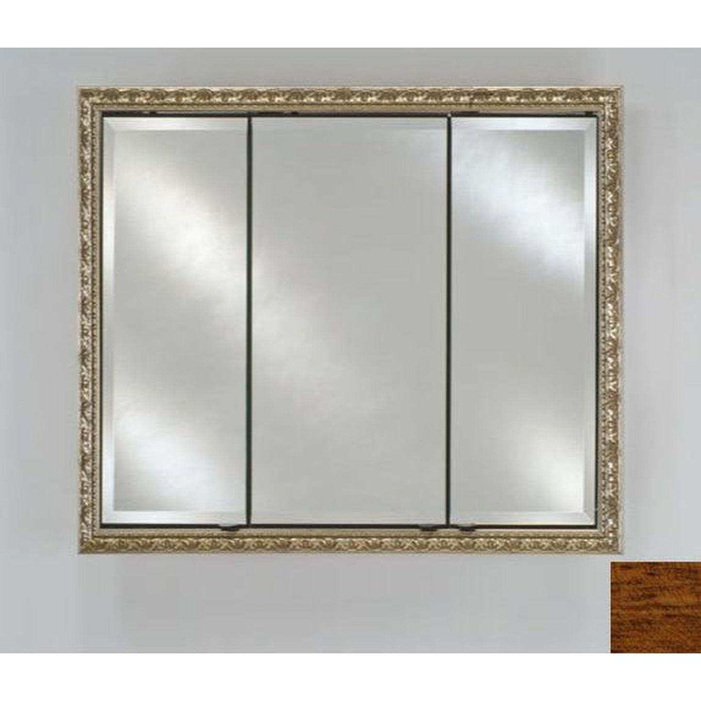 Afina Signature 34" x 30" Arlington Honey Recessed Triple Door Medicine Cabinet With Beveled Edge Mirror