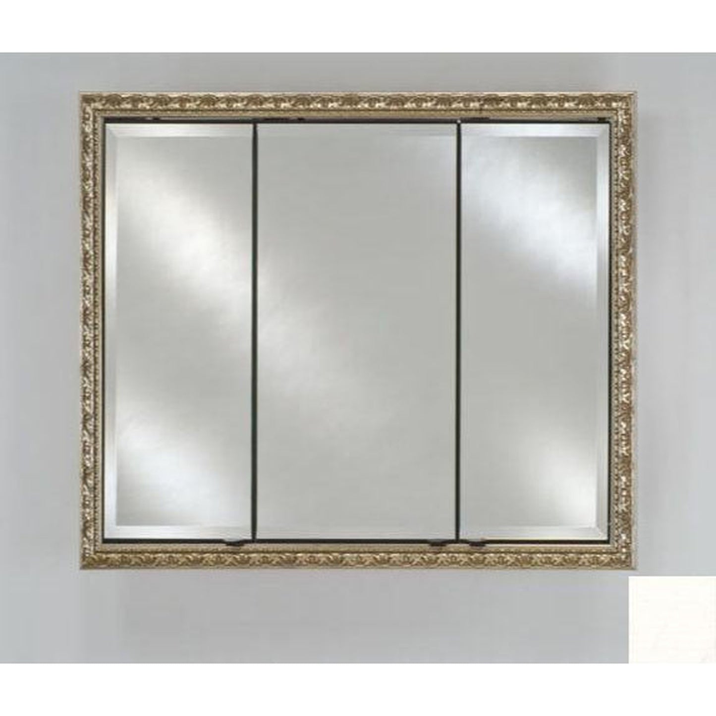 Afina Signature 34" x 30" Arlington White Recessed Triple Door Medicine Cabinet With Beveled Edge Mirror