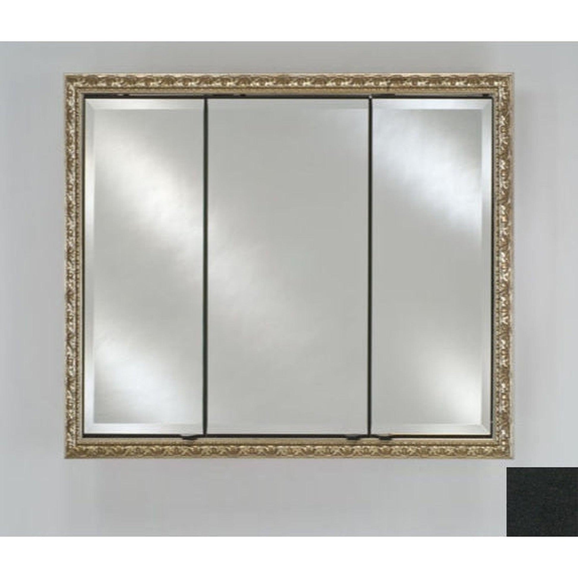 Afina Signature 34" x 30" Colorgrain Black Recessed Triple Door Medicine Cabinet With Beveled Edge Mirror