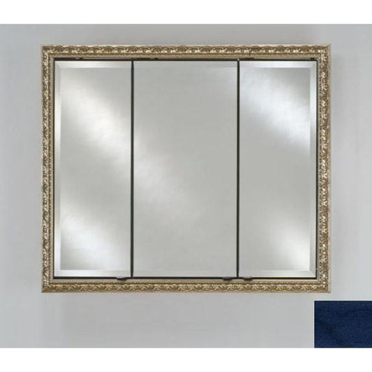 Afina Signature 34" x 30" Colorgrain Blue Recessed Triple Door Medicine Cabinet With Beveled Edge Mirror