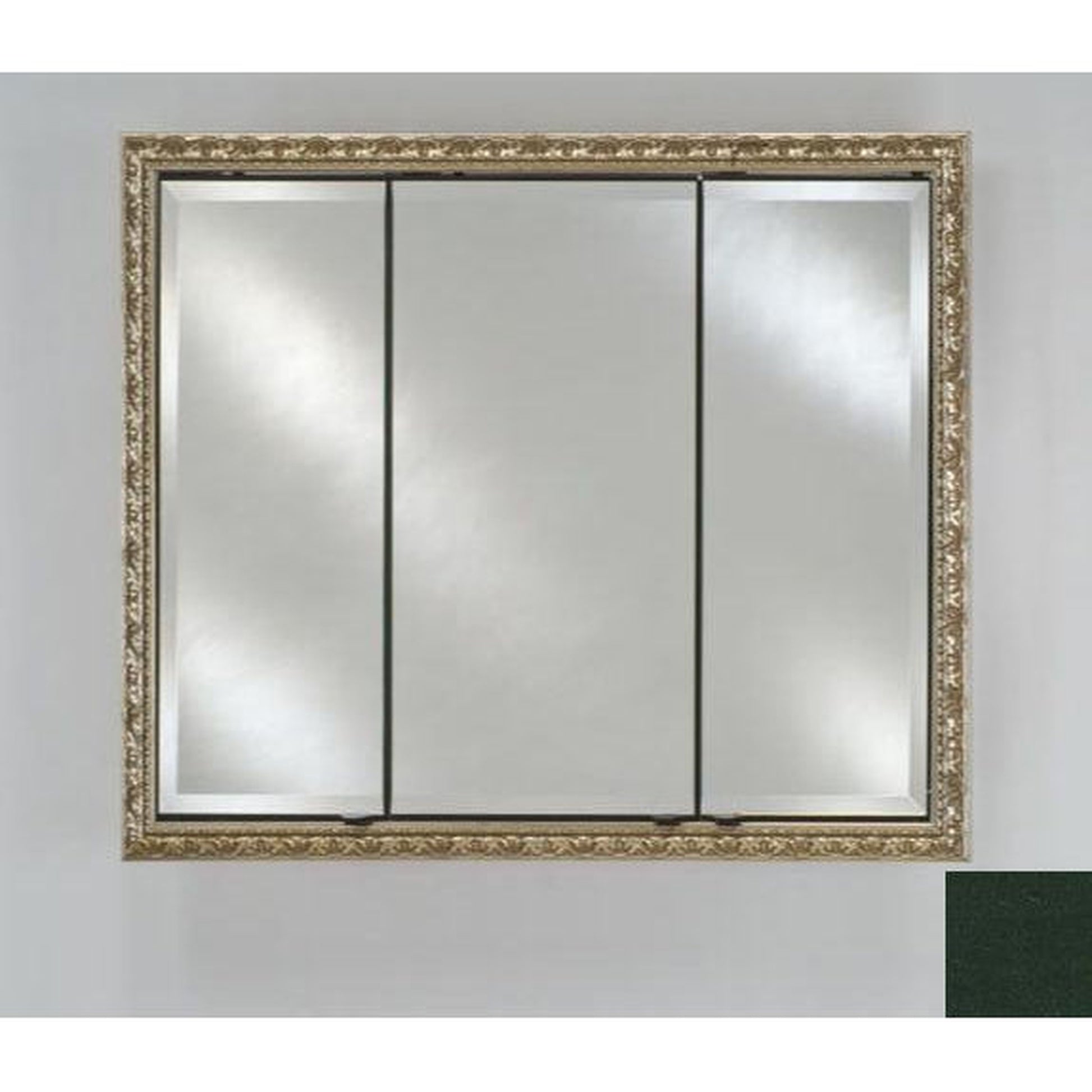 Afina Signature 34" x 30" Colorgrain Green Recessed Triple Door Medicine Cabinet With Beveled Edge Mirror